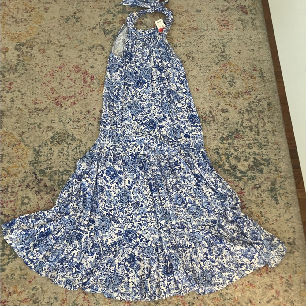 Blue and White Floral Dress